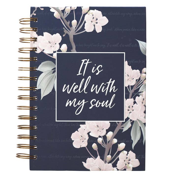 Journal Wirebound Large Navy It Is Well With My Soul for wholesale by Christian Art Gifts