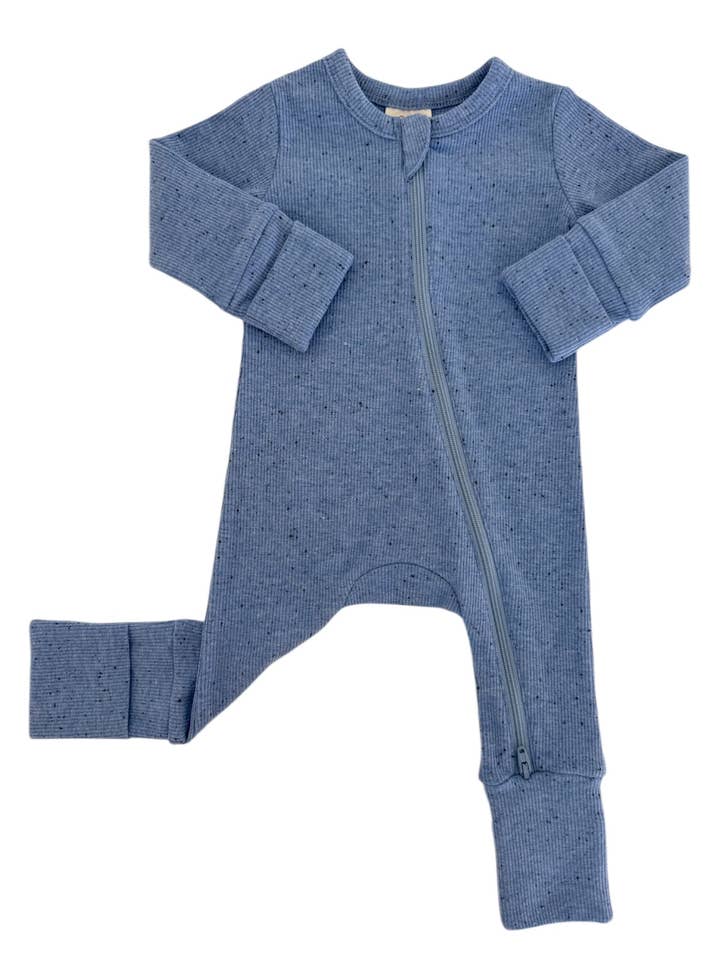 SIIX Collection - Wholesale Jumpsuit - Baby - Blue Speckle / 2-Way Zip Romper