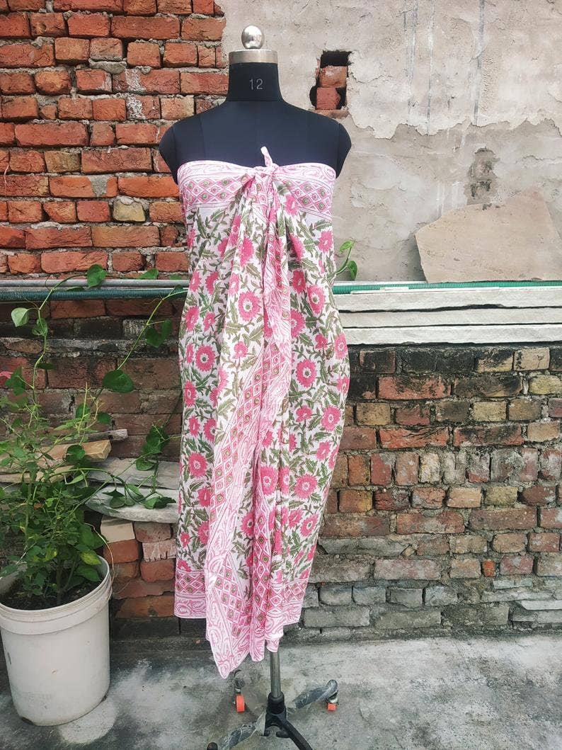 GYPSY STUDIO - Wholesale Scarf - Women's - Hand Block Print Cotton Scarf Beach Sarong Soft Voile Fabric3