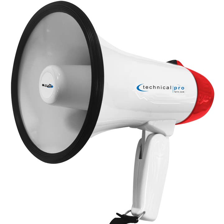 Technical Pro - Wholesale Sporting Accessories - Portable White & Red 40 Watts 300M Range Megaphone Bullhorn