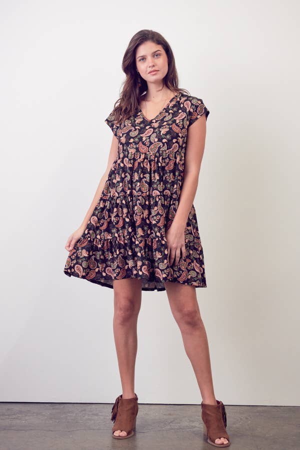 JADE BY JANE – wholesale Klänning - Dam – PAISLEY PRINT VNECK BABYDOLL-KLÄNNING - Bohemisk Stil2