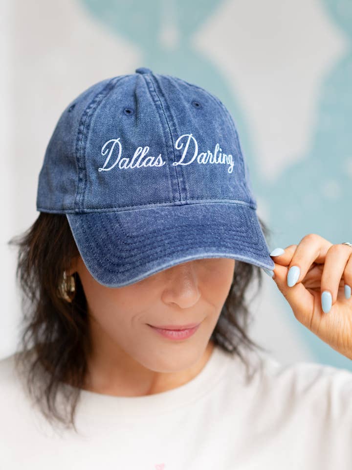 Casquette de baseball en denim Dallas Darling pour la vente par Girl Riot Society by Mosaic Makers Co
