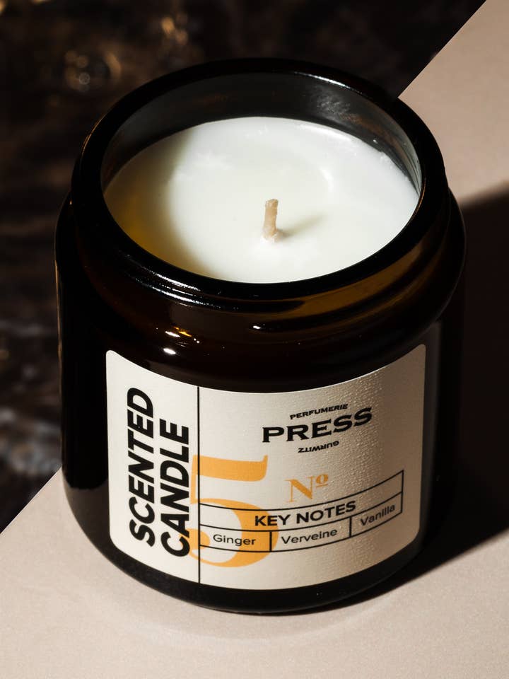 Velas perfumadas № 5 Jengibre, vainilla, verbena para venta al por mayor de Press Gurwitz Perfumerie