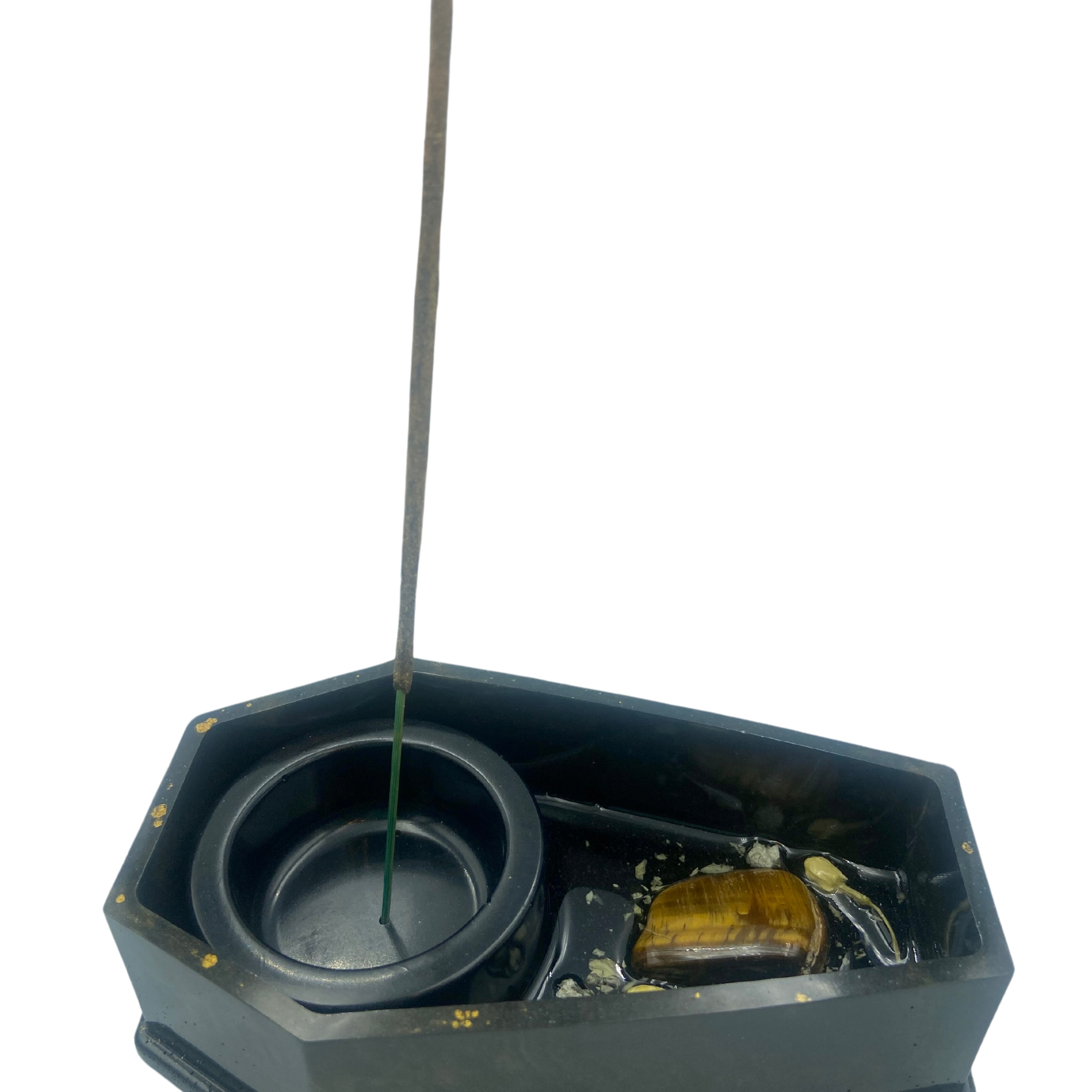 Seriously Perfect Finds, LLC - Wholesale Incense Holder - Dragon Coffin Tealight and Incense Holder- Tigers Eye2
