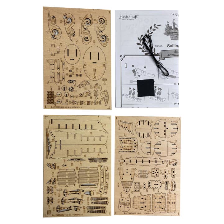 Hands Craft - Wholesale Puzzle - Kids - 3D Laser Cut Wooden Puzzle: Sailing Ship1