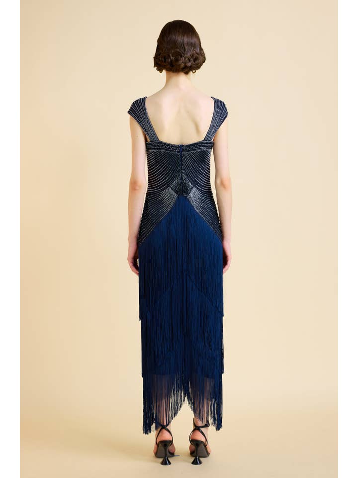 BABEYOND - Wholesale Gown - Women's - Graceful Gradient Bead Fringe Evening Gown8