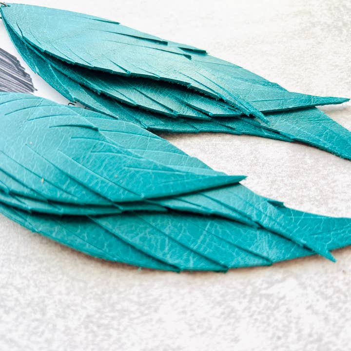 Fringed In Faith - Wholesale Tassel Earrings - Dawson Fringe Feather | Teal3