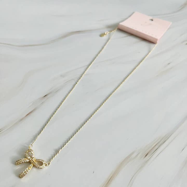 Ellison+Young - Wholesale Pendant/Charm Necklace - Simply Shine Bow Necklace