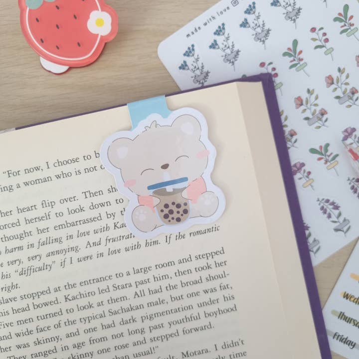 Swallow Wind Art - Wholesale Bookmark - Magnetic Bookmark - Cute Boba Bear