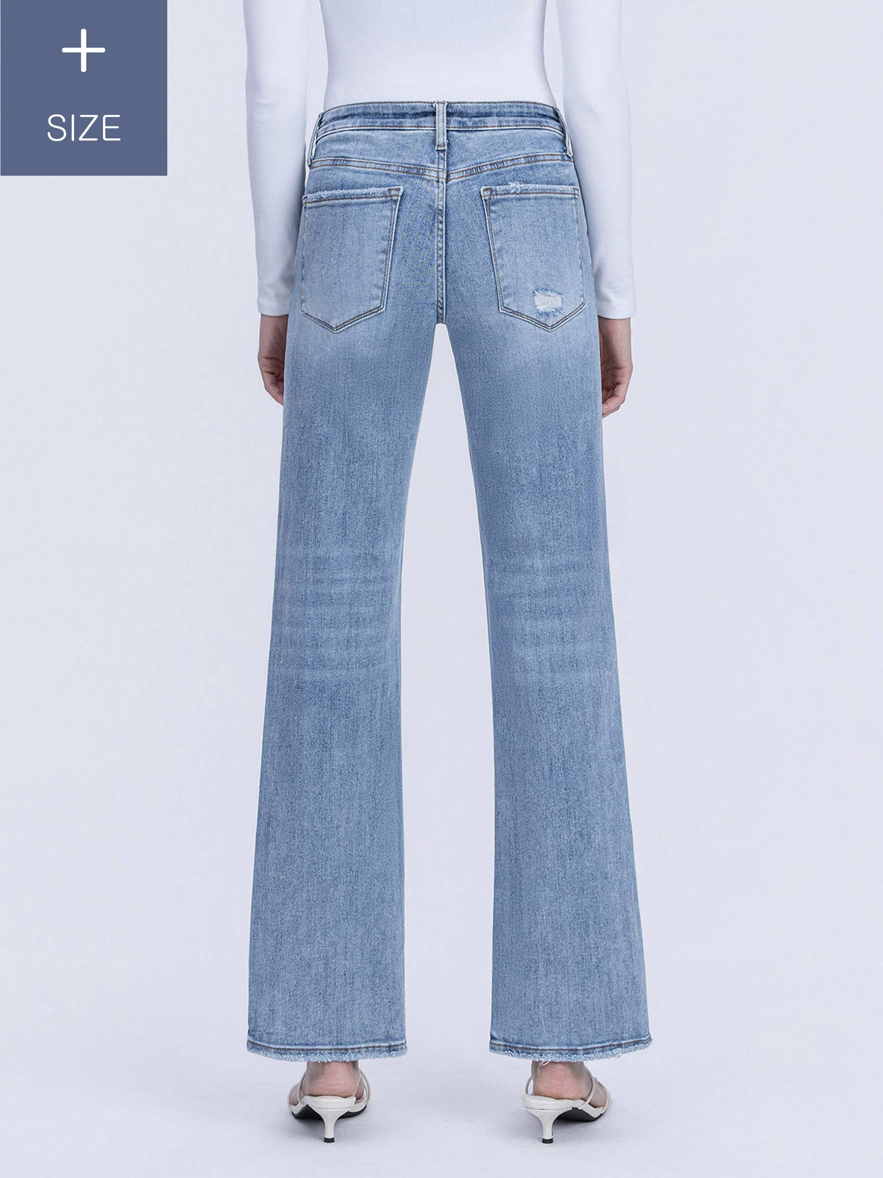 UBESTRIDELIG SLIM BREDE JEANS I STORE STØRRELSER MED MAVEKONTROL MED MELLEMHØJDE LV1358-P for engroshandel på Faire1