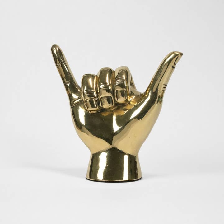 PRIZE - Venta al por mayor Escultura - Escultura de Mano con Señal de Shaka o "Hang Loose" en Latón