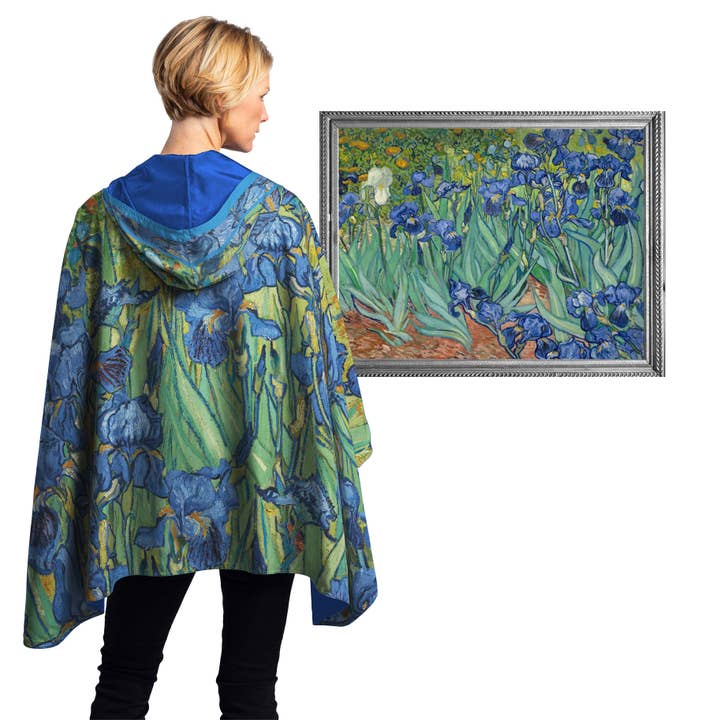 RainCaper – wholesale Regnrock - Dam – Fine Art Raincaper - van Gogh ”Iris” Vändbar Regn Cape