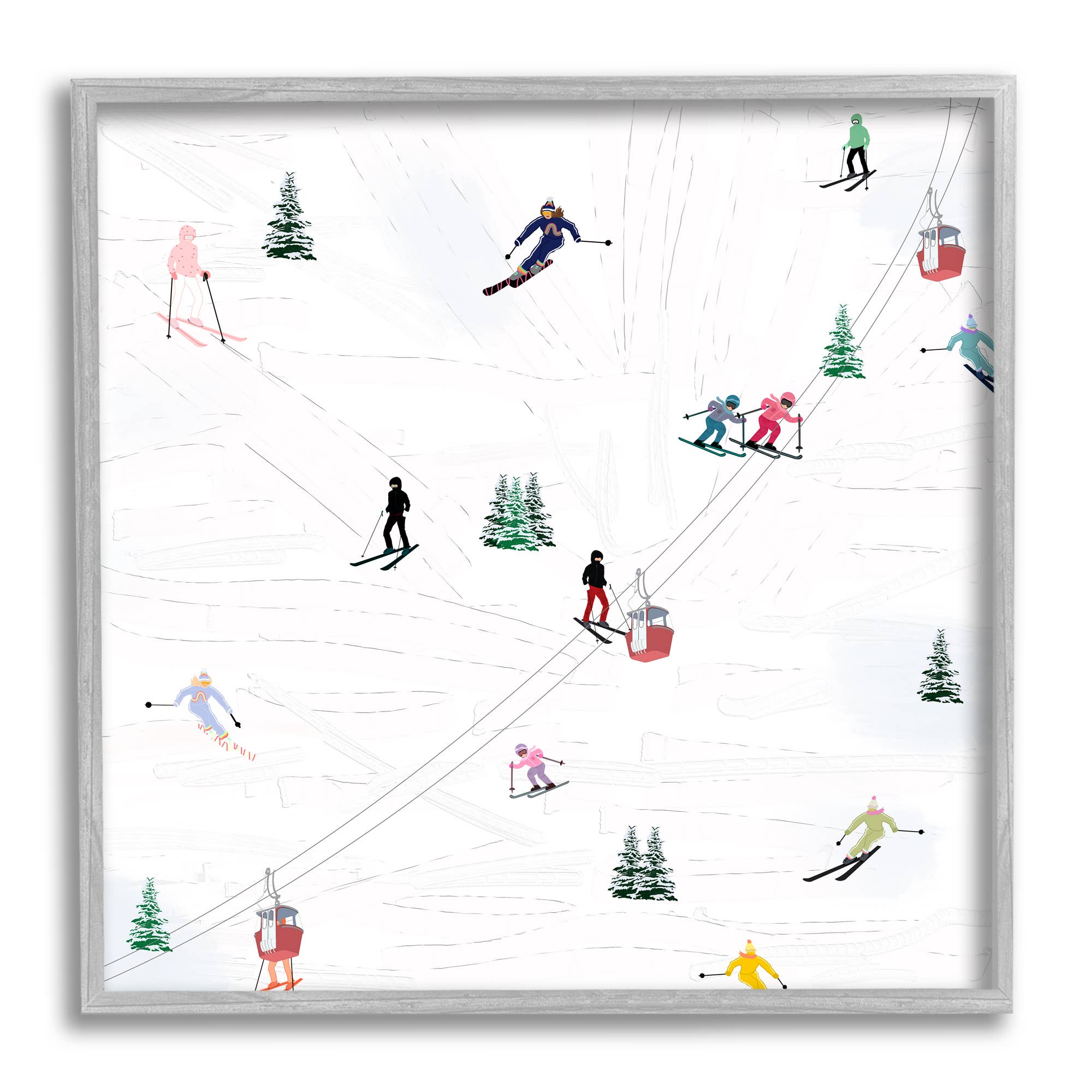 Stupell Industries - Wholesale Art Print - People on Ski Slopes Framed8