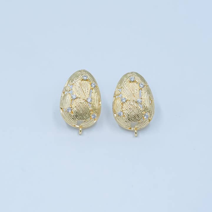 24K Goud Gevuld CZ Geometrisch Gelijnde Druppelvormige Oorbel Vondsten | Z1129 voor wholesale door Aim Eternal