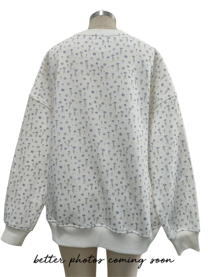 Ditsy Blue Floral Sweatshirt for wholesale on Faire