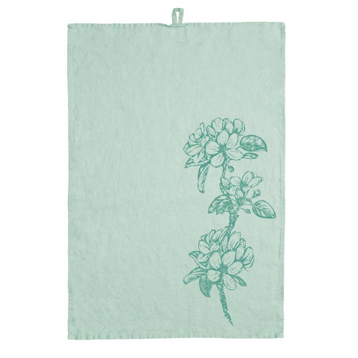 tea towel linen mint apple blossom branch for wholesale by Frohstoff Meike Marie Buchholz