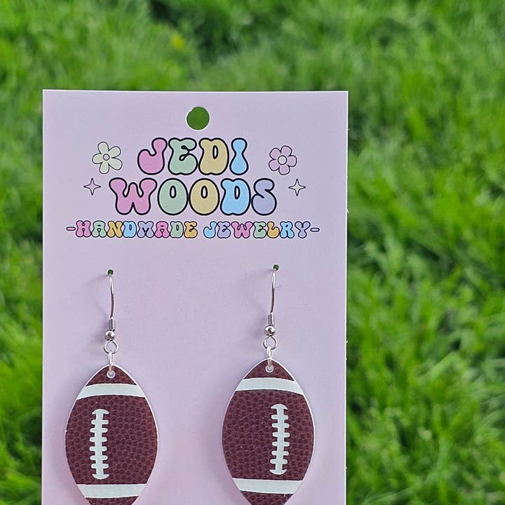 Textured Football Earrings - Large for wholesale by Jedi Woods LLC