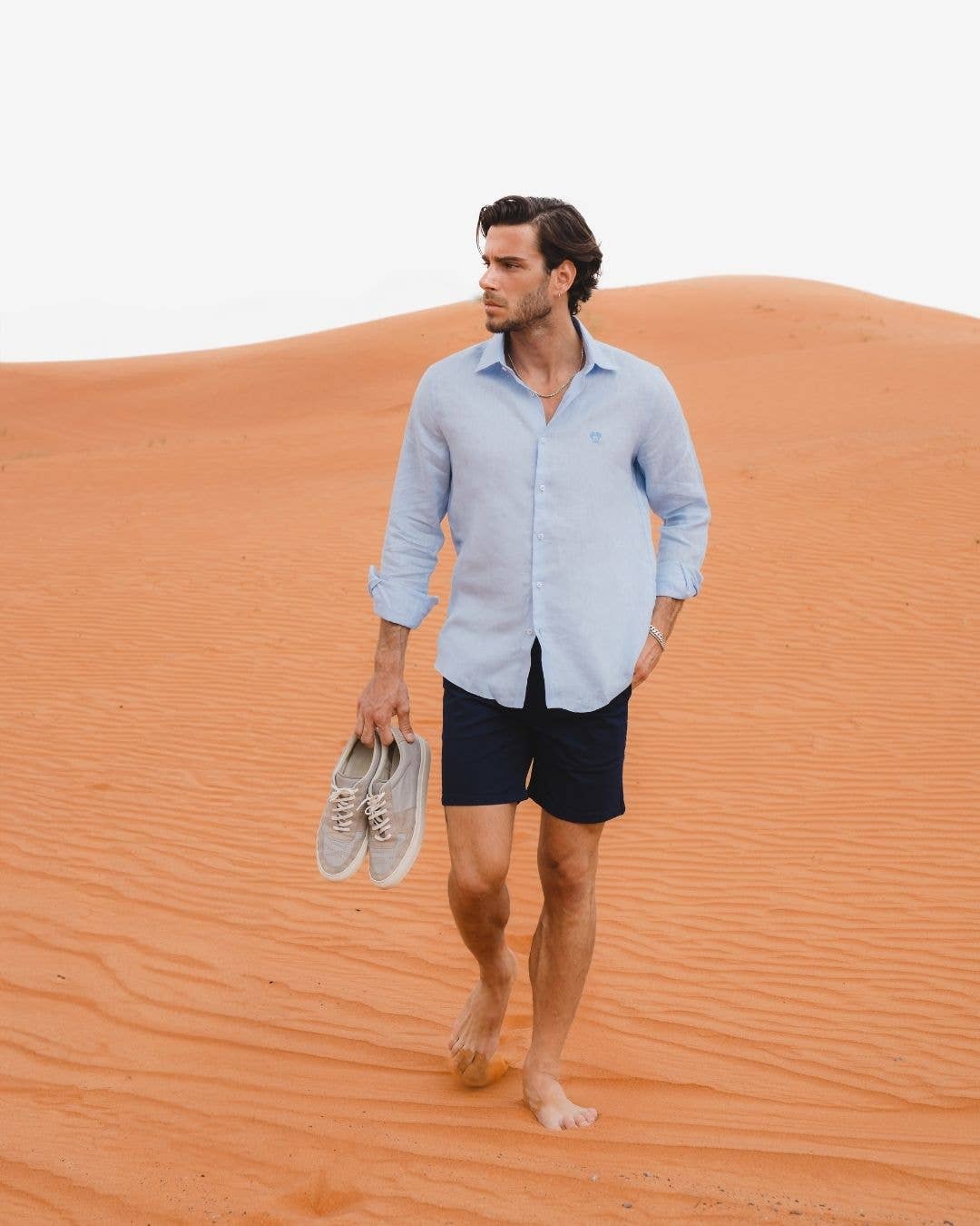 DANTE - Wholesale Button Down Shirt - Men's - Organic Blue Sky Linen Shirt1