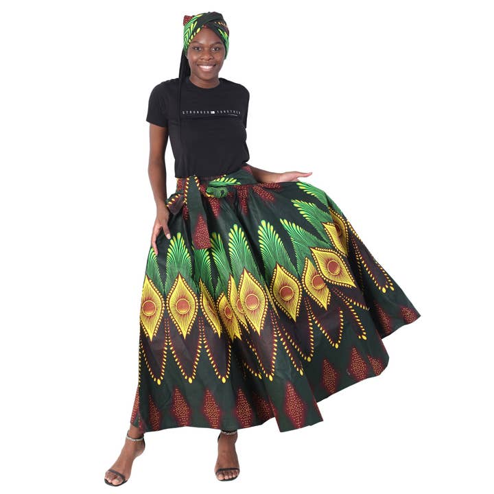African Stars - Wholesale Skirt - Women's - Women's African Printed Long Maxi Skirt -- FI-3229