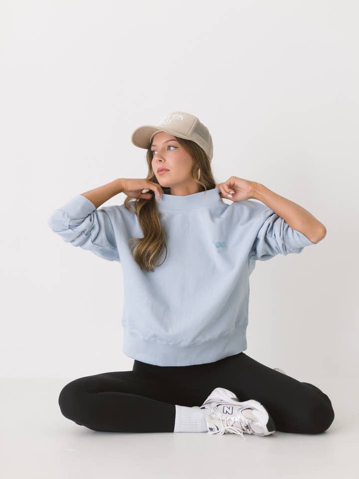 Layover Crop Mock Sweatshirt for wholesale by Headed Everywhere