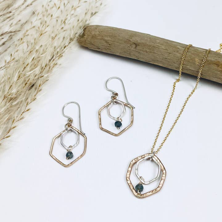 Honeycomb Moss Necklace for wholesale by Laura J Designs