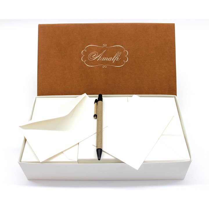 San Lorenzo Design - Wholesale Stationery/Notecard Set - Kartos Amalfi Medium Sharp Cards, White or Ivory, Stationery