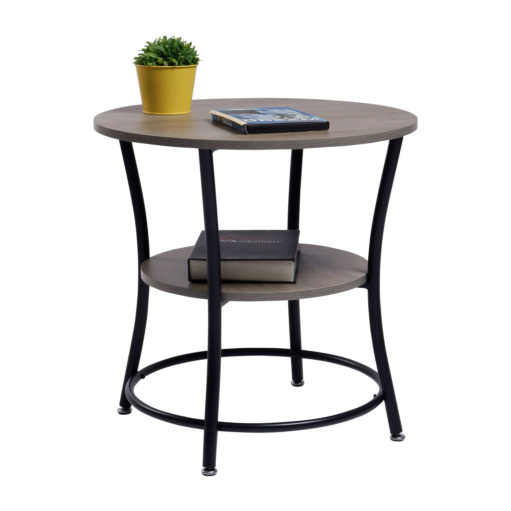 HOMYCASA DESIGN INC - Wholesale Side Table - MarketLane Side Table, Round End Table with 2 Storage Shelve3