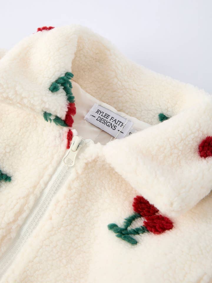 Rylee Faith Designs – Casaco - Crianças por atacado – Casaco de Pêlo de Cereja para Meninas – Casaco de Inverno com Fecho de Correr2