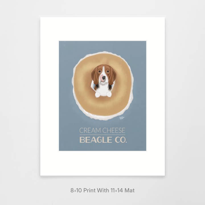 Laura Bergsma Studio – Impressão artística por atacado – Beagle Dog Art Print, Queijo Creme Beagle Co.1