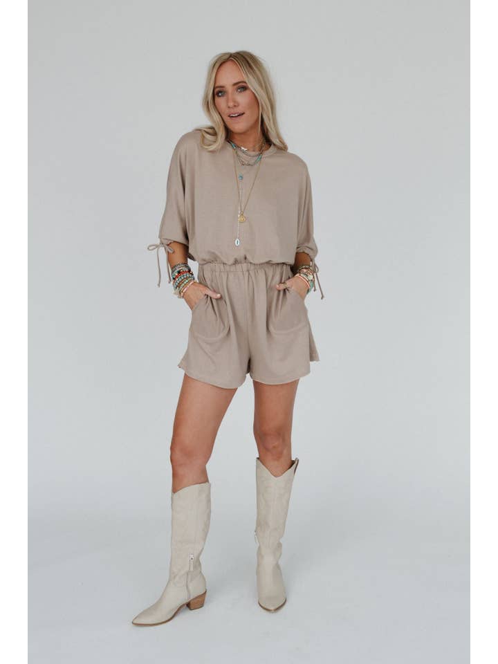 Three Bird Nest - Wholesale Romper - Women's - Carolina Comfy Romper - Taupe