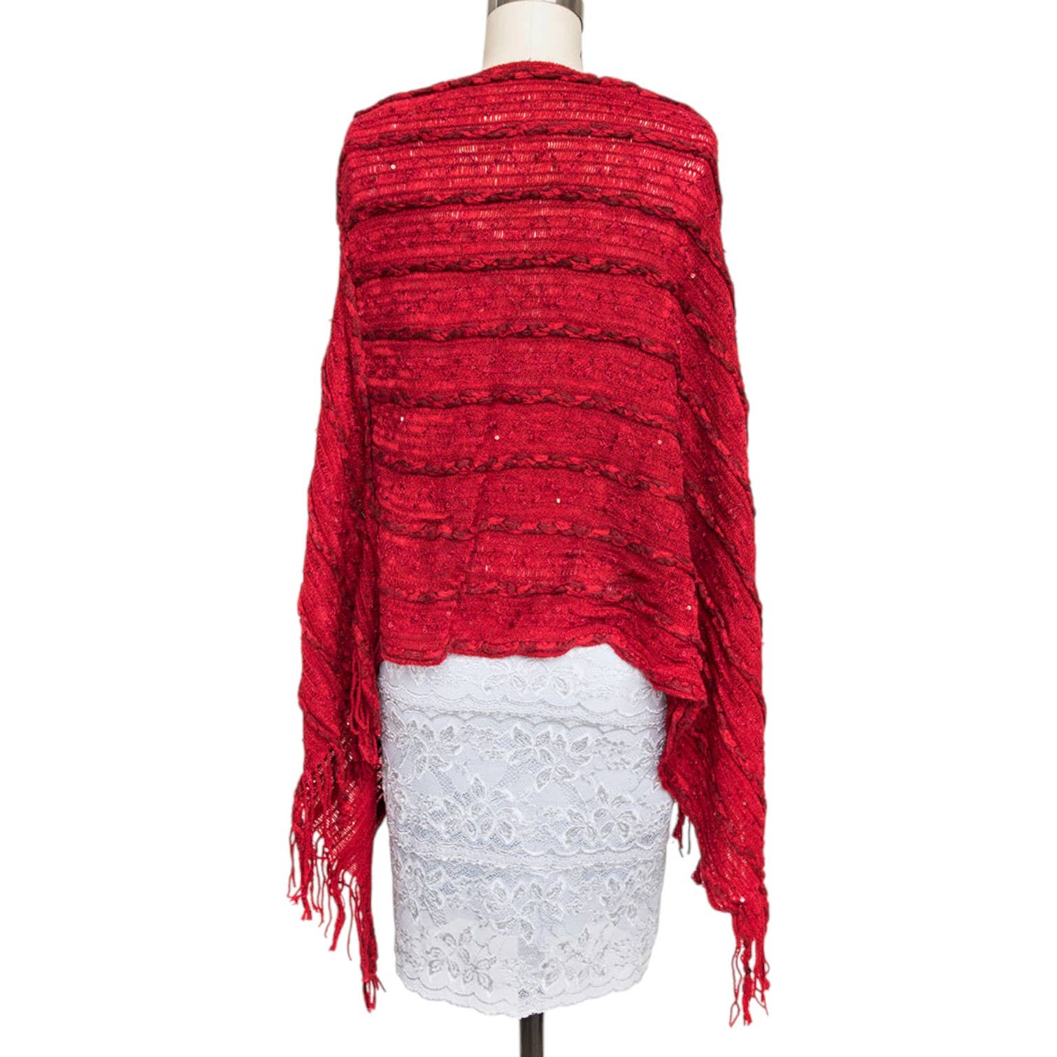 LA Jewelry Plaza - Venta al por mayor Poncho - Mujer - Poncho de punto con flecos3