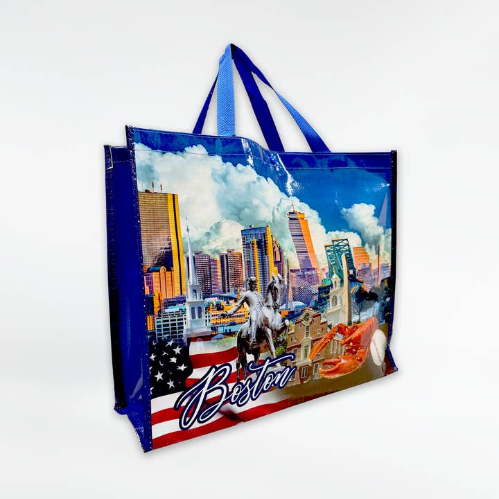 Boston Collage Large Grocery Tote Bag for wholesale by Commonwealth Souvenirs