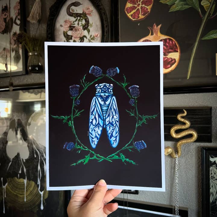 Cigale en céramique chardon & bleu | Impression artistique pour la vente par Raicodoll