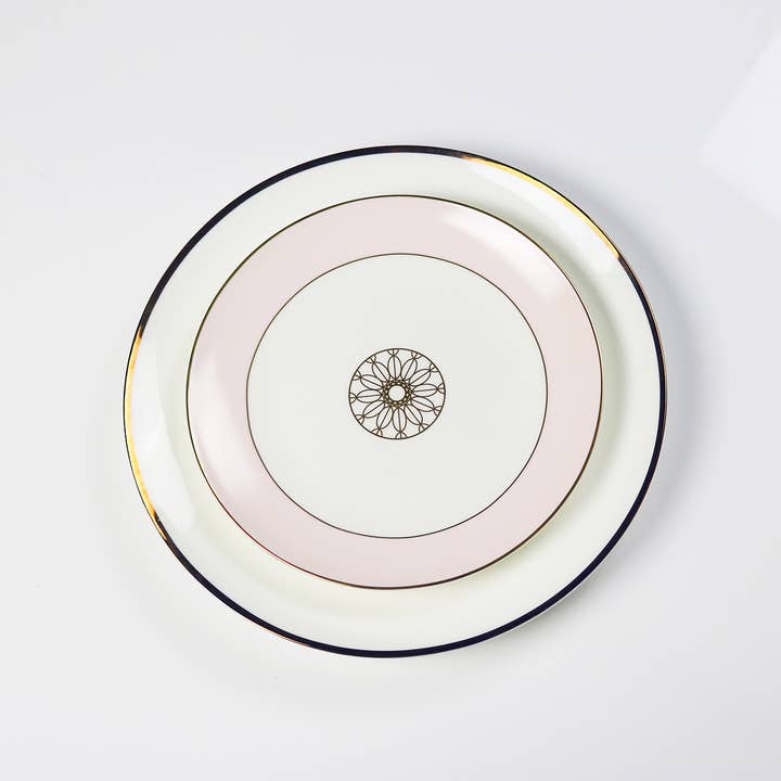 Little White Dish - Vente Assiette - Assiettes à bordure fine dorée - lot de 46