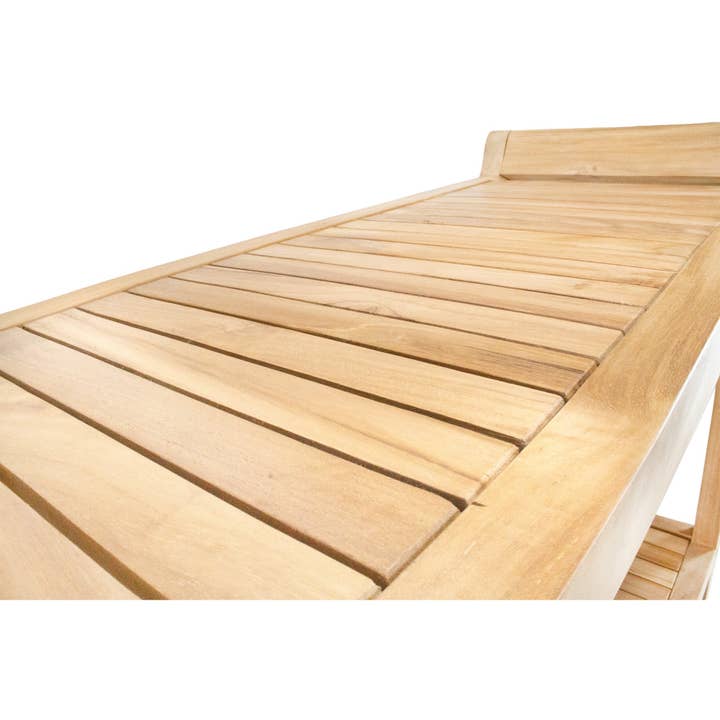 Nordic Teak - Wholesale Bankje - Noorse natuurlijke teakhouten spabank voor douche en bad, gebogen spabank met plank - 30"10