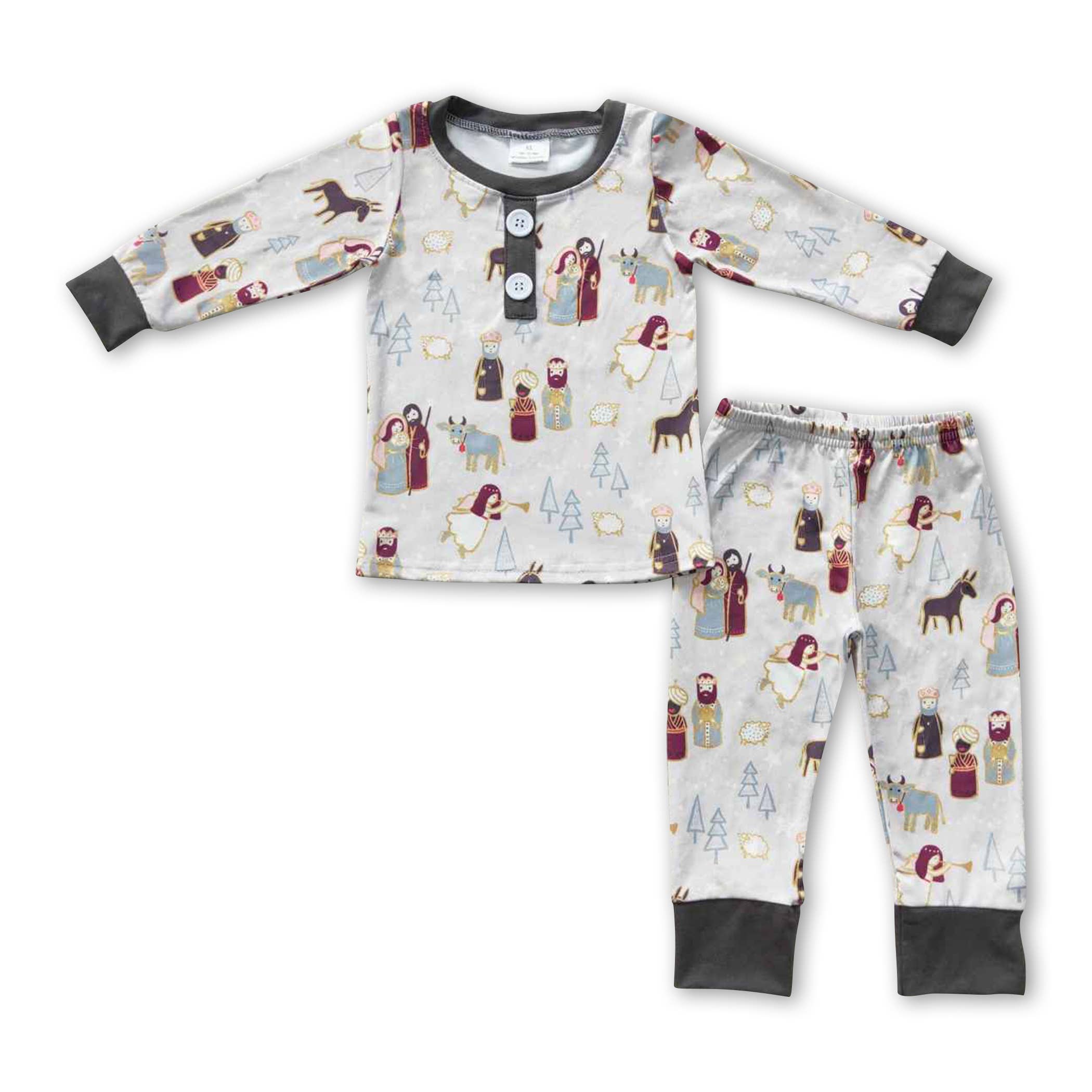 Yawoo Garments - Wholesale Sleepwear Set - Kids - Nativity girls boys Christmas sleepwear set0