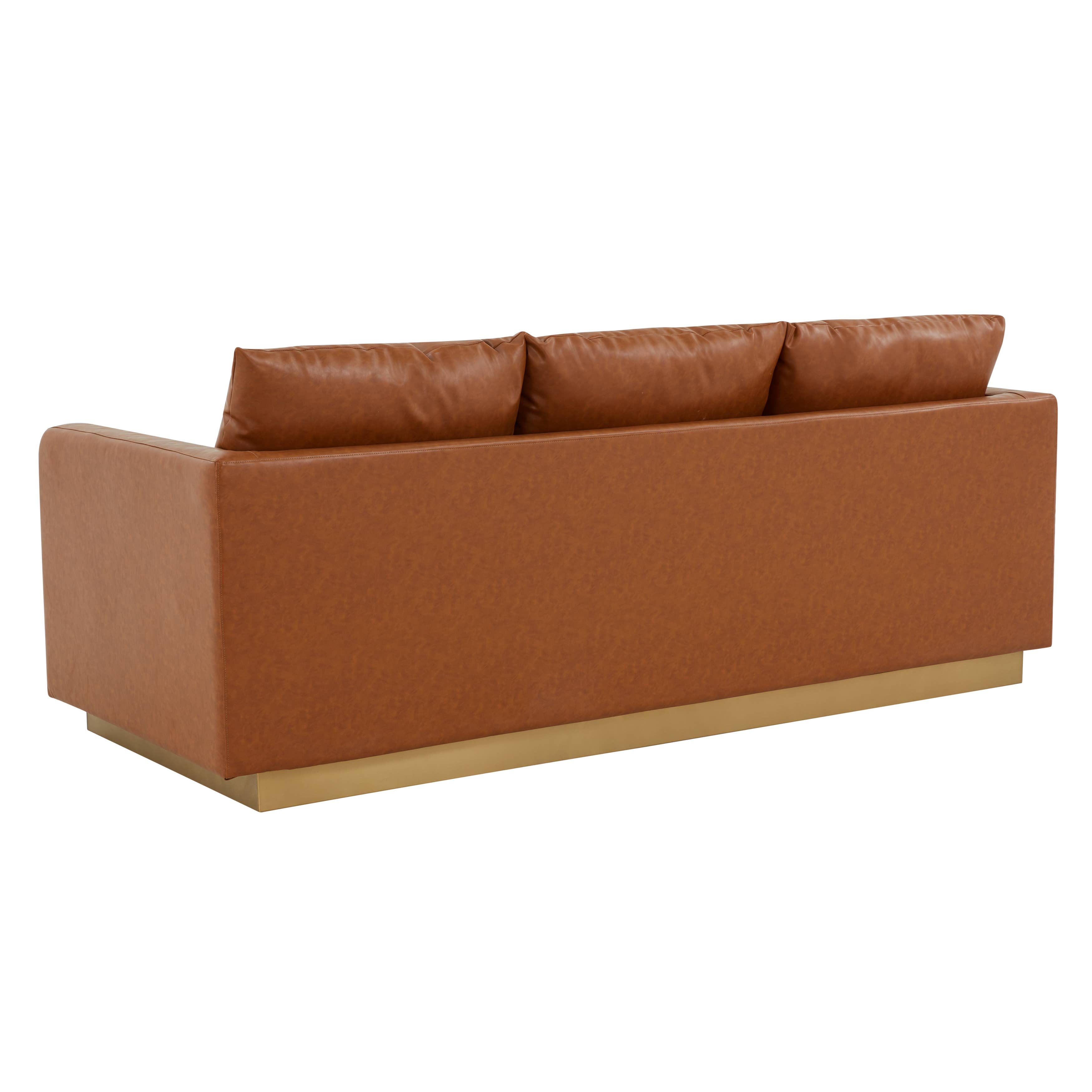 LeisureMod - Wholesale Sofa - Nervo 3-Seater Velvet/Leather Full Sofa with Gold Steel Base26