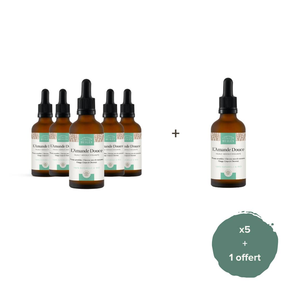 COMPTOIR DES HUILES - Wholesale Bath/Body Oil - Pack of 5 + 1 Sweet Almond Oil Organic