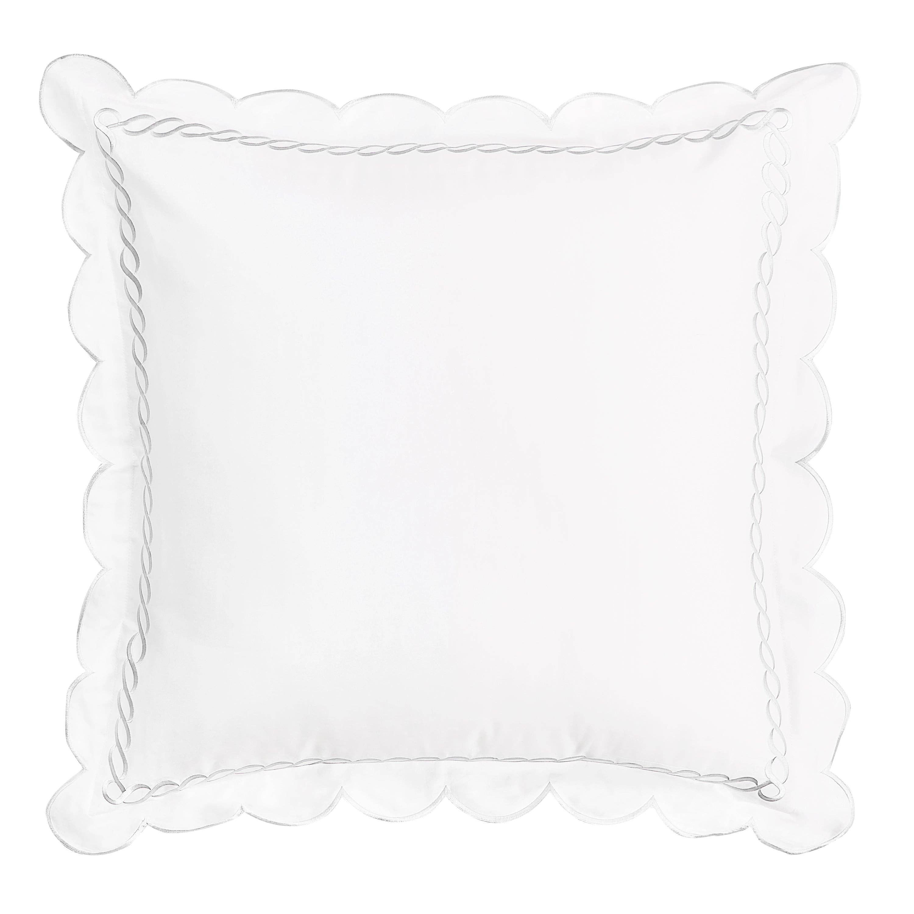 Mélange Home - Vente Taies/housses d'oreiller - Paire de taies d'oreiller Euro en coton avec broderie corde festonnée, 600 fils0