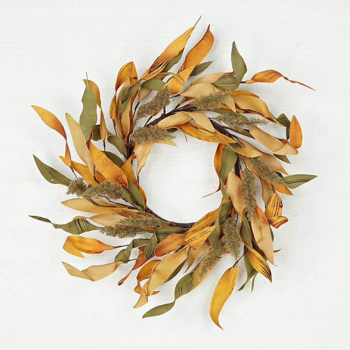 Holiday Depot Inc. - Wholesale Wreath - 31612-16in Wreath-Fall mix herb leaves w. heathers
