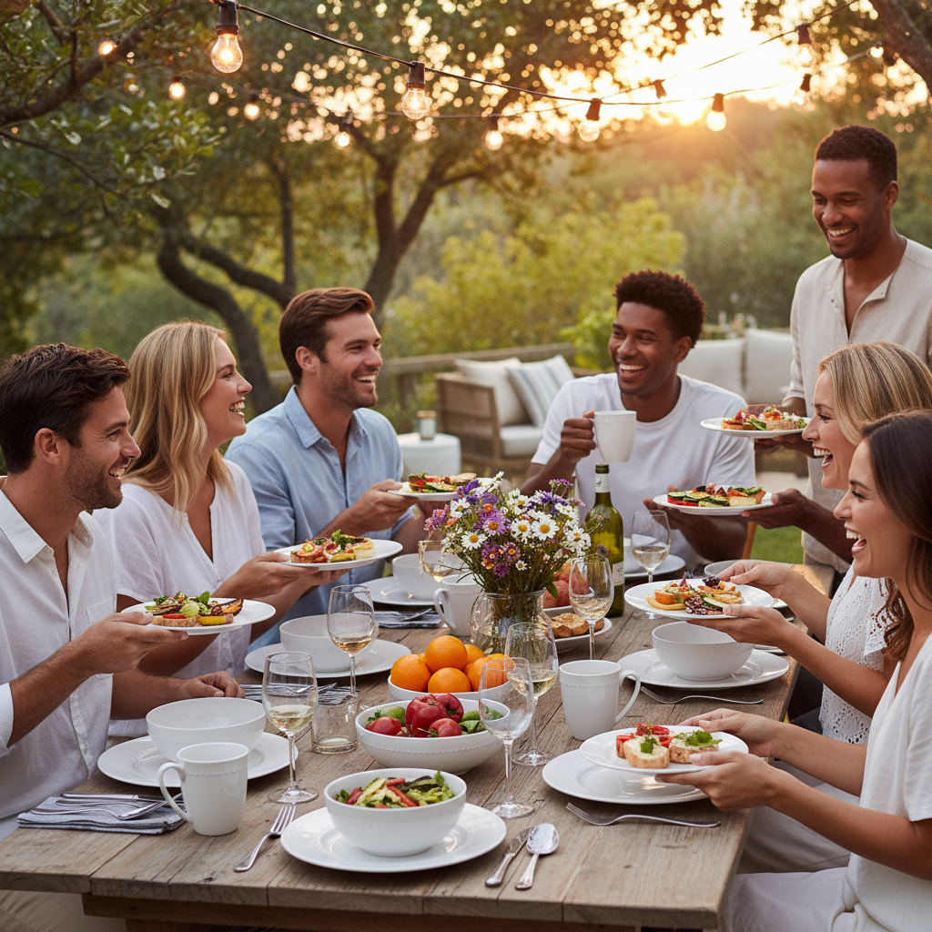 Kadra Kitchenware - Wholesale Dinnerware Set - Maison Neuve - Hobnail Round 16 Pc Bone China Dinnerware Set2