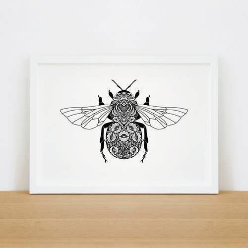 Folk Art Bee Print - A5 for wholesale by Wensdi Made