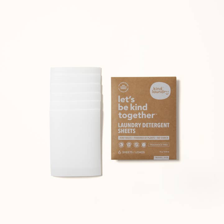 Kind Laundry - Wholesale Laundry Detergent Powder/Pods - Laundry Detergent Sheets Travel Pack - Fragrance Free 6 Load
