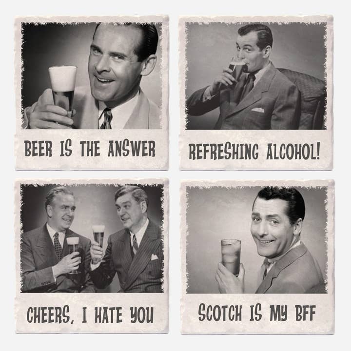 Versatile Coasters Canada - Wholesale Coasters - Retro Drunk Guys Coasters4