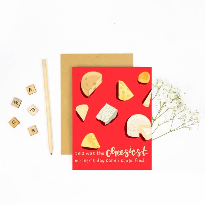 This is the Cheesiest Cheesiest Festa della Mamma - Biglietto per la festa della mamma per la vendita all'ingrosso da parte di Milky & Co. Studios