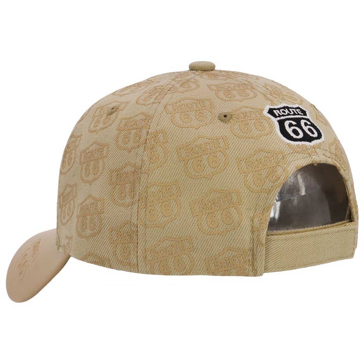 Cap Zone - Wholesale Baseball Cap - Unisex - Route 66 Print Vegan Leather Curved Brim Baseball Cap10