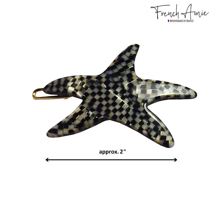 Parcelona - Wholesale Barrette - Women's - French Amie Star Small Celluloid Handmade Hair Slide Barrette With Snap Clips1