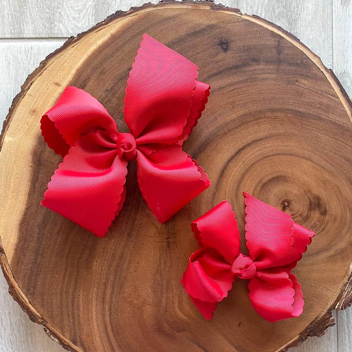 Red Scalloped Bow for wholesale by Little Royal Designs