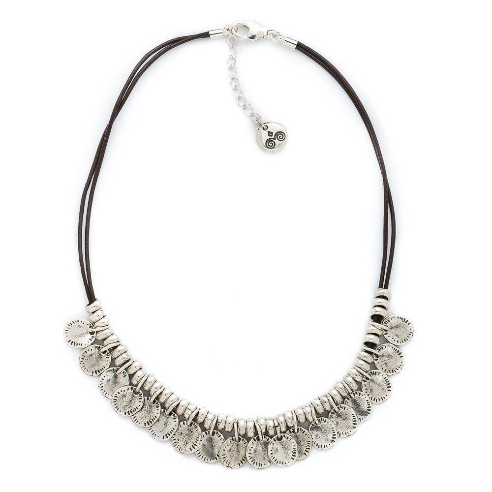 Trades by Haim Shahar - Wholesale Choker/Collar - Fabulous Disc Necklace on Leather Cord0
