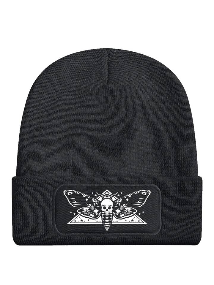 Death Head Moth Graphite Grey Beanie for wholesale by Grindstore